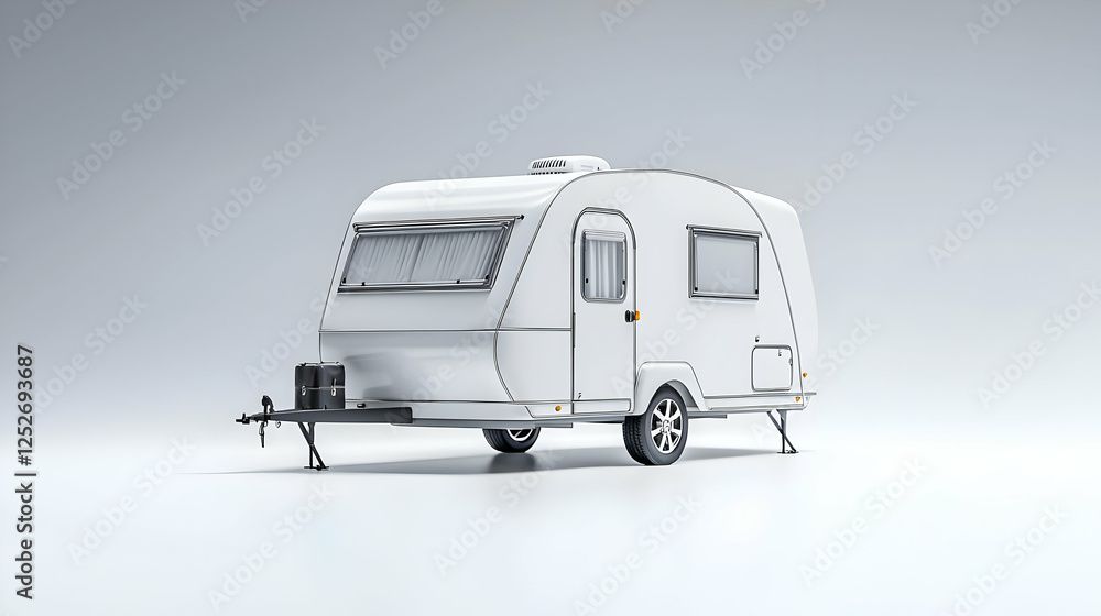 Naklejka premium White Caravan on Light Background