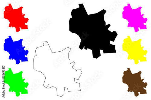 Bani city (Dominican Republic, Hispaniola) map vector illustration, scribble sketch Baní map