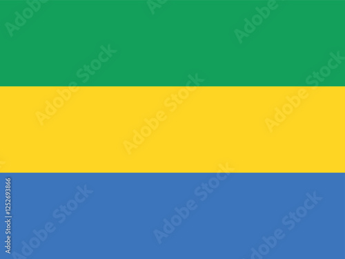 Flag of Gabon. Flag icon. Standard color. Standard size. A rectangular flag. Computer illustration. Digital illustration. Vector illustration.