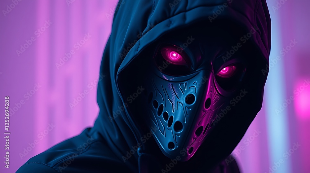 Sleek Cyberpunk Assassin in Neon-Lit Cityscape Sleek Cyberpunk Assassin in Neon-Lit Cityscape