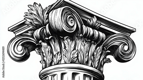 Ornate Column Capital Illus...