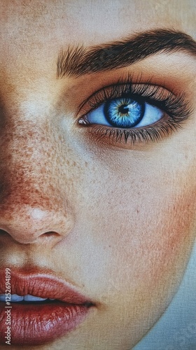 Intricate close-up of a person's eye showcasing unique blue color and texture...