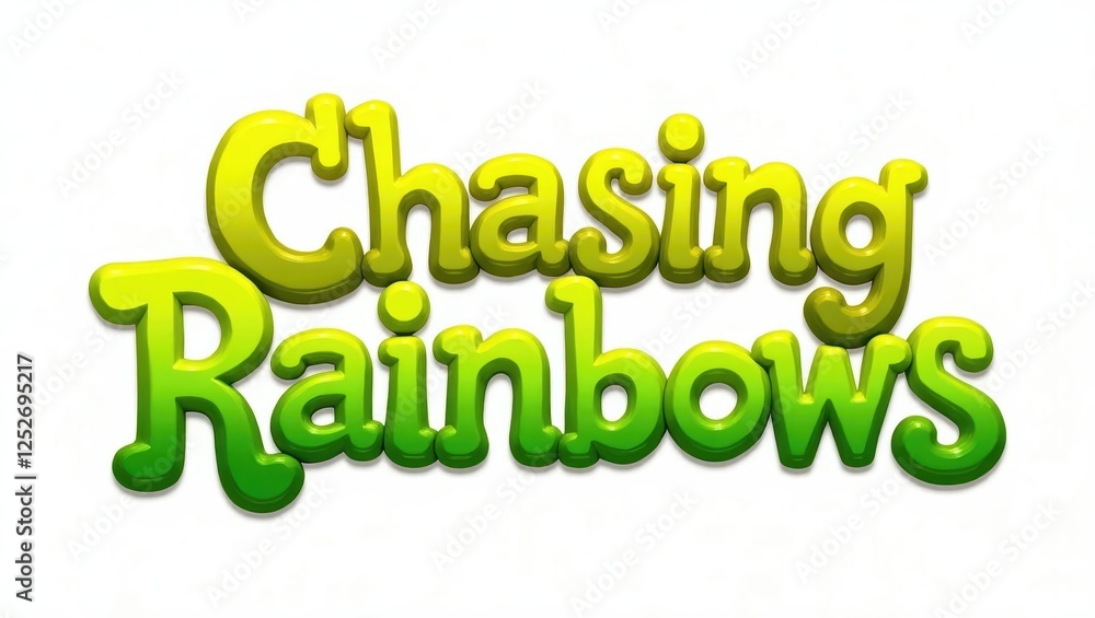 Chasing Rainbows Bright Fun Colorful 3D Text Graphic Design Chasing Rainbows Bright Fun Colorful 3D Text Graphic Design