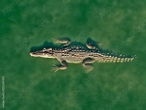 Crocodile in Green Water- R...