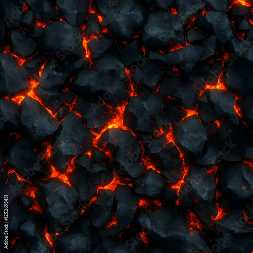 Glowing Lava Rocks 3D Backg...