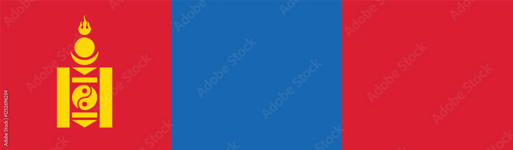 Flag of Mongolia. Mongolia flag long banner digital vector illustration Flag of Mongolia. Mongolia flag long banner digital vector illustration