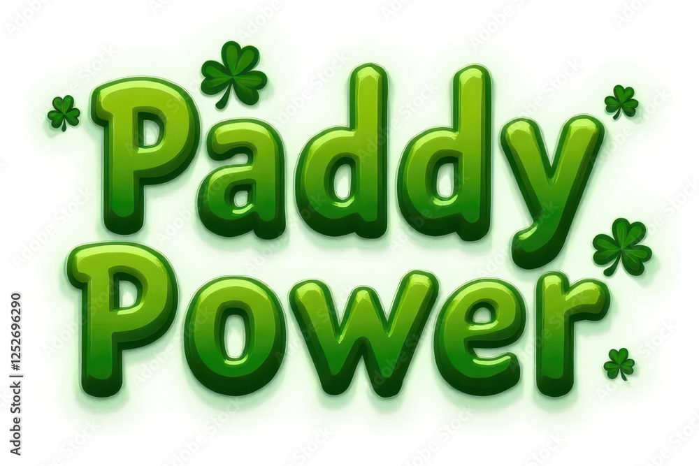 Festive Paddy Power Design Glossy Green Text with Shamrocks for St Patrick s Day Festive Paddy Power Design Glossy Green Text with Shamrocks for St Patrick s Day