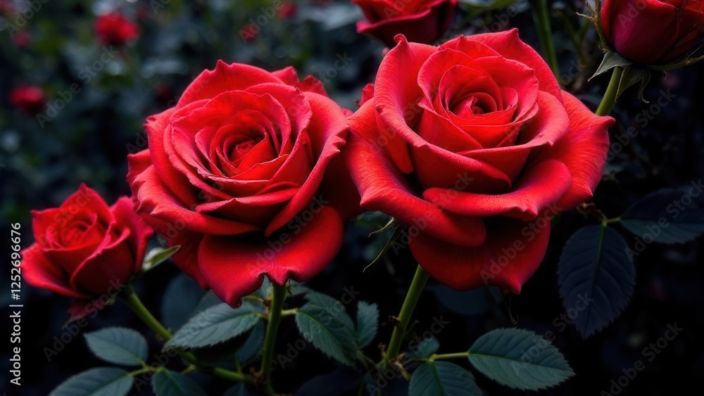 Naklejka premium red roses on black background