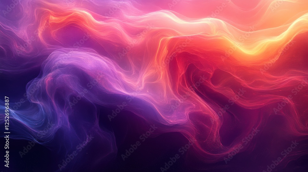 Obraz premium Colorful Abstract Waves in Soft Gradient of Purple and Orange Hues