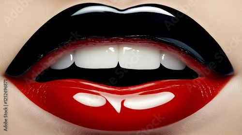 Red and Black Lips Illustra...
