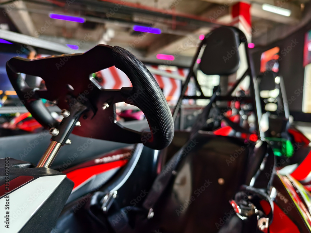New electric go karts in the modern indoor racing track New electric go karts in the modern indoor racing track