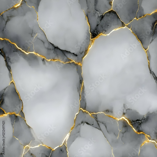 Grey and Gold Marble Abstra...