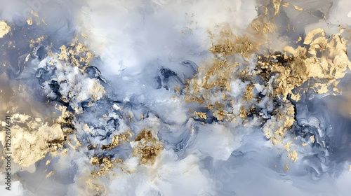Abstract Gold & Gray Fluid ...