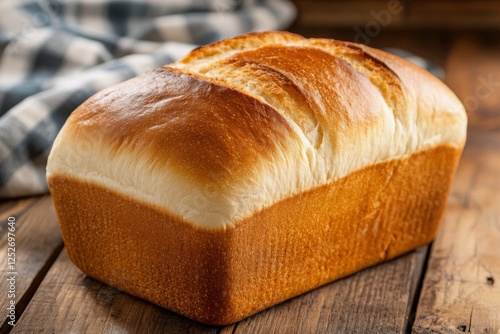 Rustic bread loaf and ceramic jug on a wooden table in a warm kitchen setting