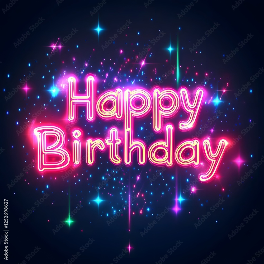 Glowing Neon Birthday with Futuristic Light Effects and Vibrant Electric Colors Glowing Neon Birthday with Futuristic Light Effects and Vibrant Electric Colors