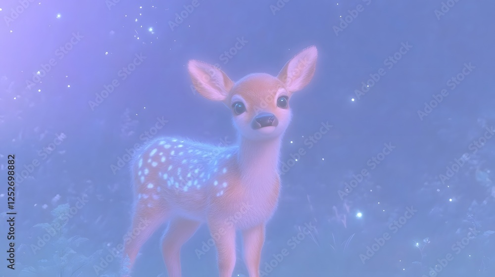 Obraz premium A timid deer delicately stepping through the dense lush woodland undergrowth navigating the natural environment with caution and grace