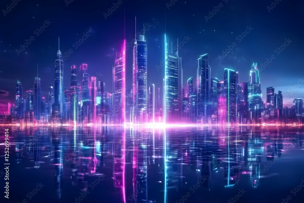 Neon Cityscape Illustration Neon Cityscape Illustration
