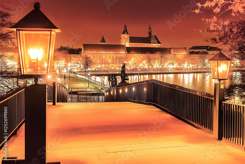 Night Cityscape Bridge Illu...