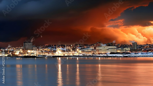 Night Cityscape Industrial ...