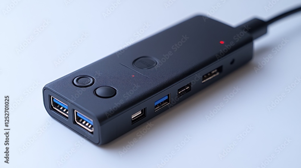 USB hub on white background, multiple ports, tech USB hub on white background, multiple ports, tech