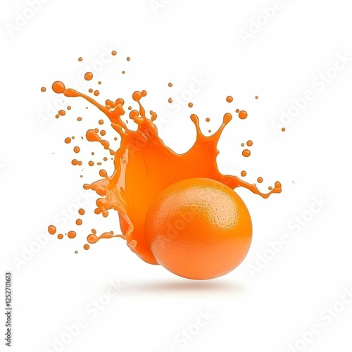 Orange Juice Splash 3D Illu...