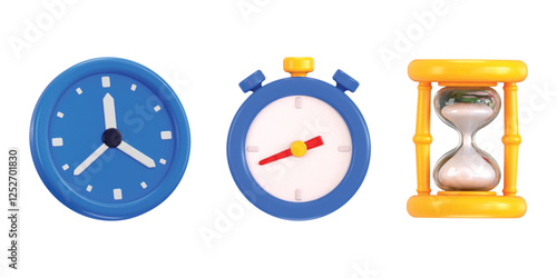 Round clock with stopwatch icon 3d render concept of clock icon vector illustration 