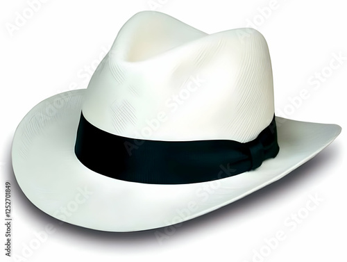 Elegant White Fedora Hat Il...