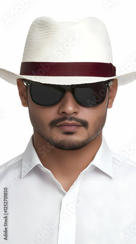Stylish Man in White Hat an...