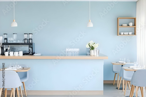 Pastel Blue Cafe Interior I...