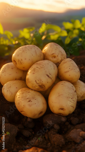 Golden Potatoes 3D Render