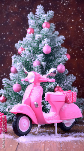 Pink Scooter Christmas Illu...