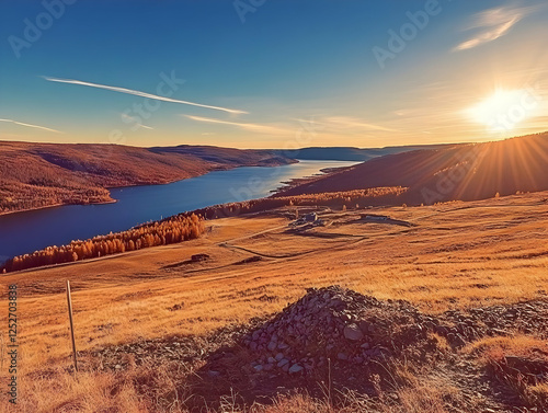 Autumnal Lake Sunset Landsc...