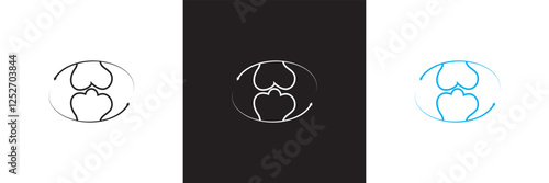 Two bones together icon and round arrows. isolated on white and black background. vector illustration. EPS 10