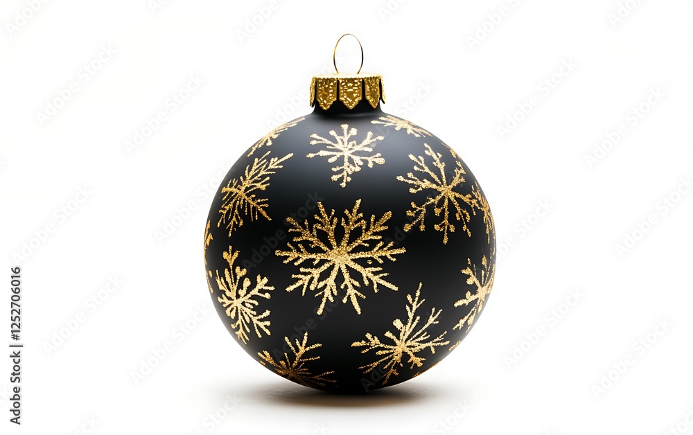 Black Christmas Ornament with Gold Snowflake Design Black Christmas Ornament with Gold Snowflake Design