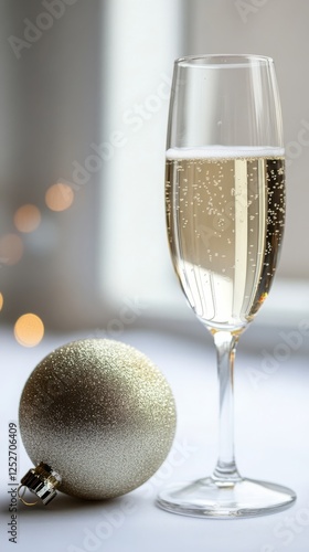 Celebrate the holidays with sparkling drink and festive ornament display