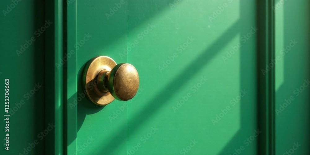 Sunlit Brass Door Knob on Emerald Green Door Sunlit Brass Door Knob on Emerald Green Door