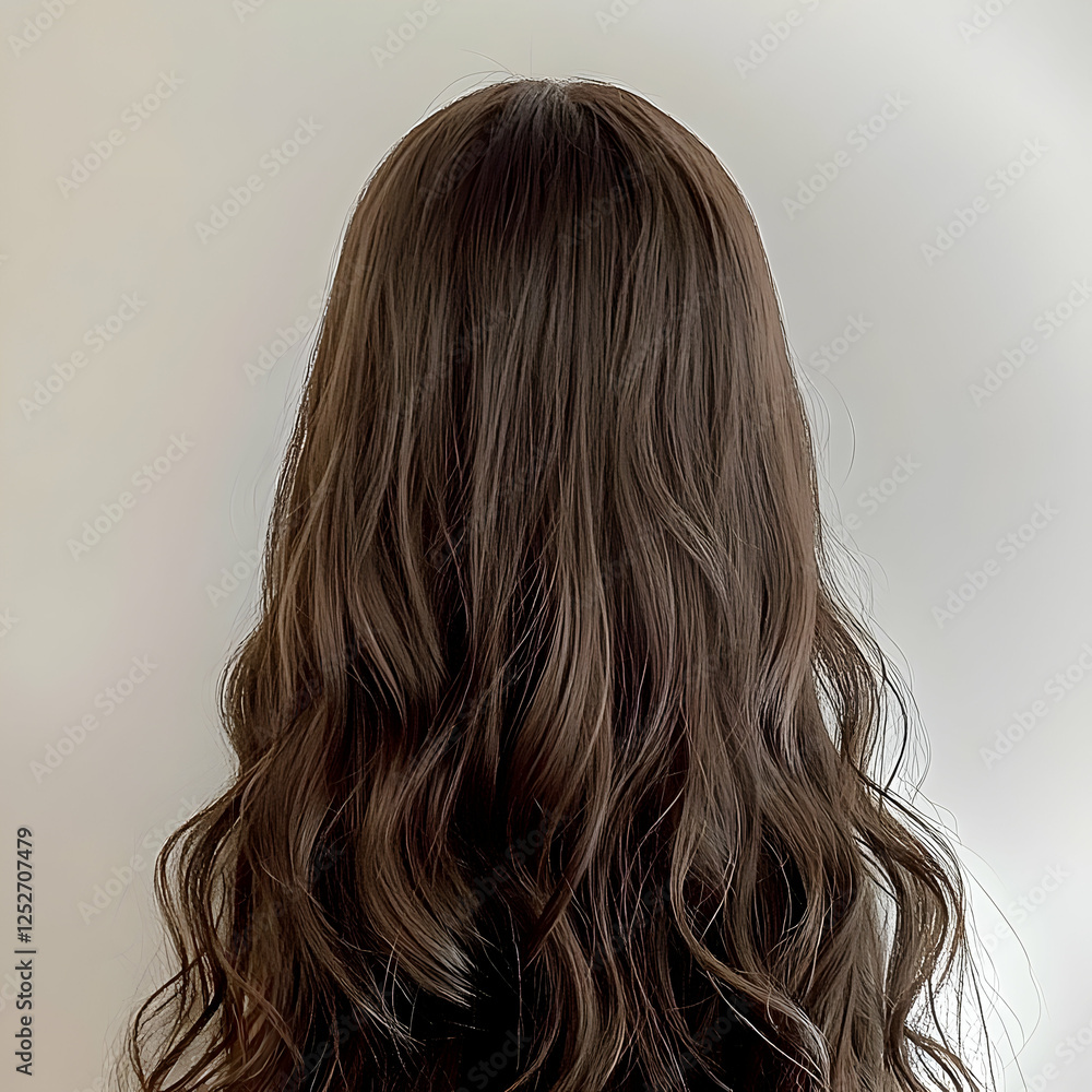 Fototapeta premium Wavy Brown Hair Back View Illustration
