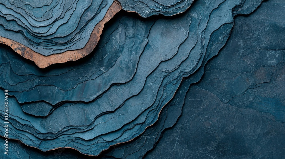 Fototapeta premium Abstract Layers of Textured Blue Rock Formation for Modern Design
