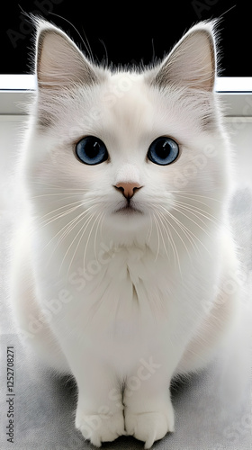 Adorable White Kitten Illus...