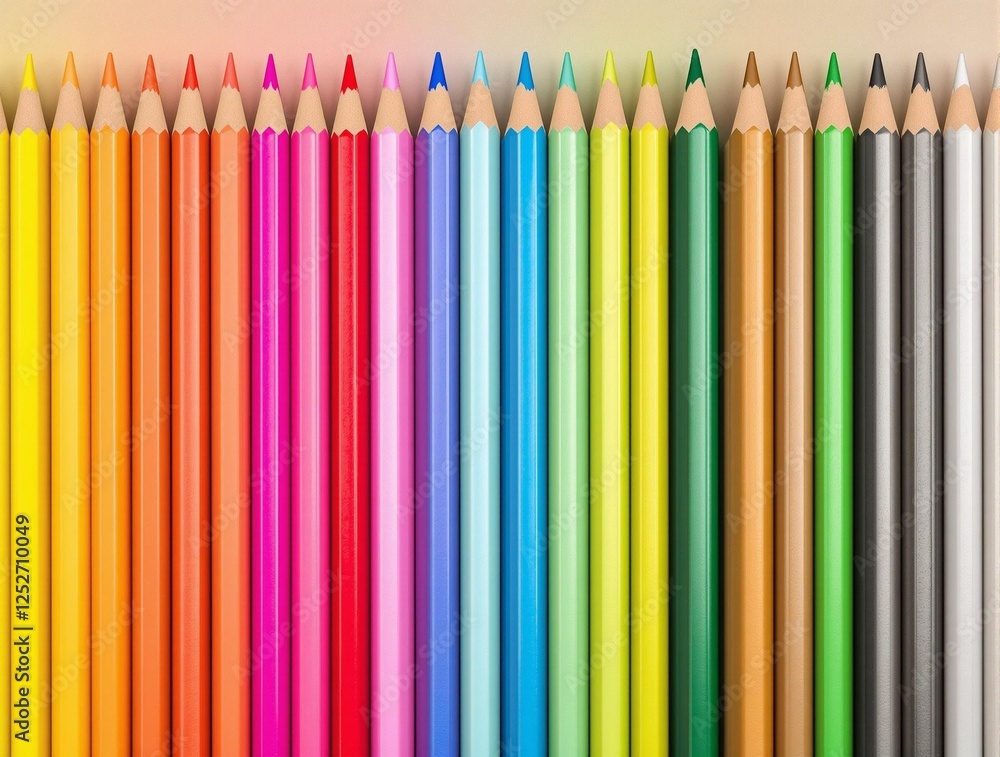 vibrant gradient colored pencils arrangement in a vertical row with seamless color transition and smooth texture vibrant gradient colored pencils arrangement in a vertical row with seamless color transition and smooth texture