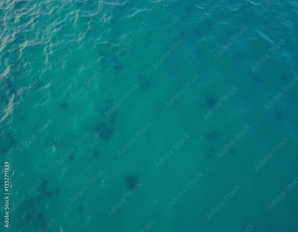 Turquoise Ocean: Aerial View of Water with Subsurface Details and Shadows Turquoise Ocean: Aerial View of Water with Subsurface Details and Shadows