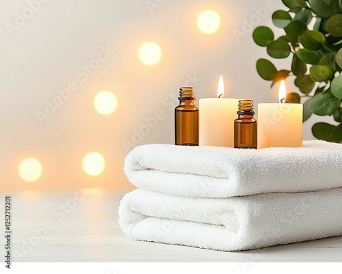Essential oil blends for mindful living Spa scene with candles and aromatherapy oils.