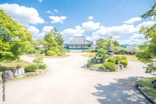 Serene Temple Garden Illust...
