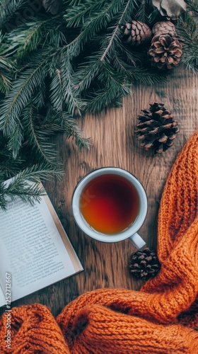 Warm tea and an open book by the window during a cozy evening