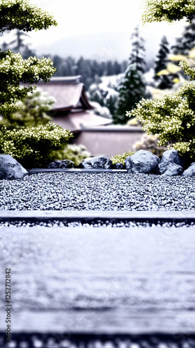 Snowy Zen Garden Illustration