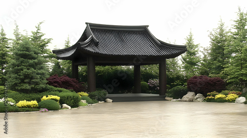 Serene Garden Gazebo Illust...