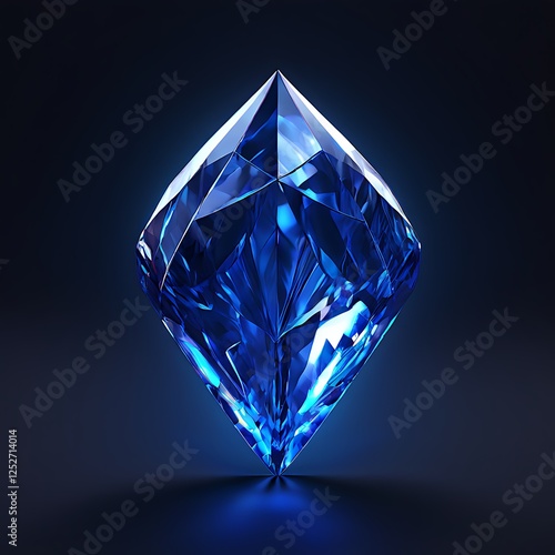 Sparkling Blue Diamond on Dark Background