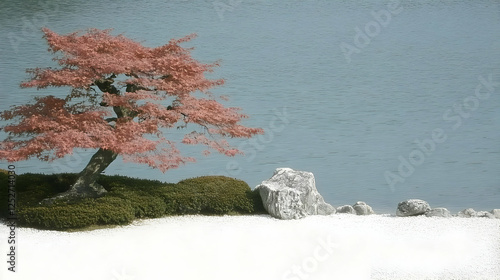 Serene Japanese Garden Illu...
