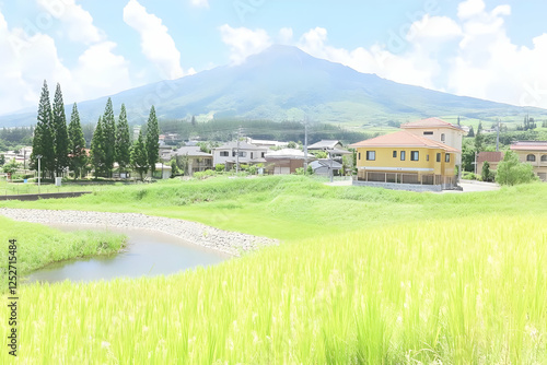 Serene Rice Paddy Landscape...