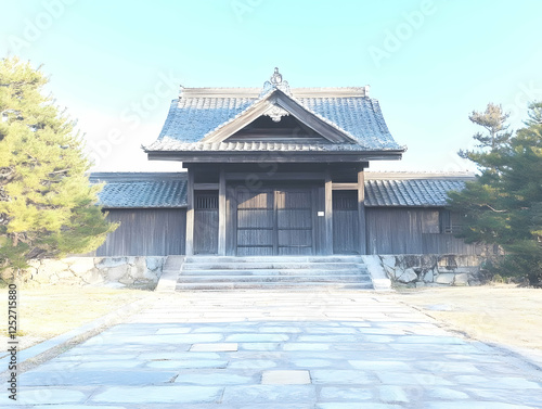 Serene Asian Temple Gate Il...